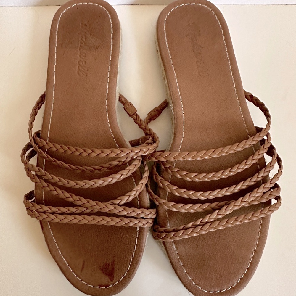 Madewell Kathryn Espadrille Slide Sandal in Leather Brown Women's Size 8 - Picture 2 of 2